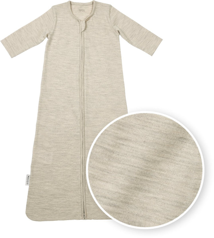 Meyco baby studio collection gigoteuse mérinos avec manches - laine mérinos - mélange sable - 60 cm - 1,0 tog