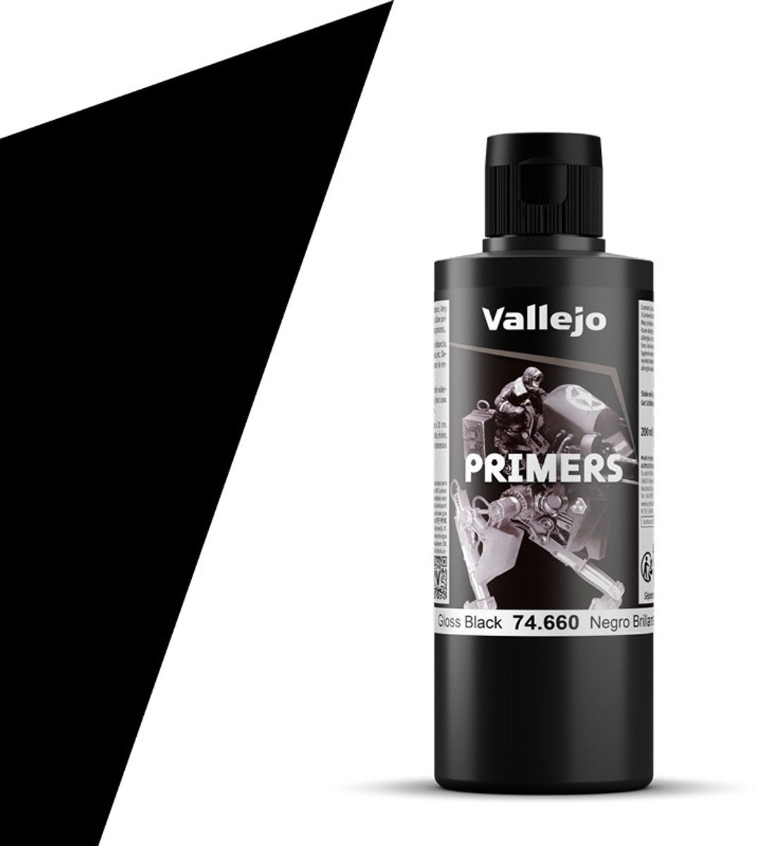 Vallejo Hobby Paint Peinture acrylique - 74660 noir brillant - Apprêt - Flacon de peinture acrylique - 200 ml