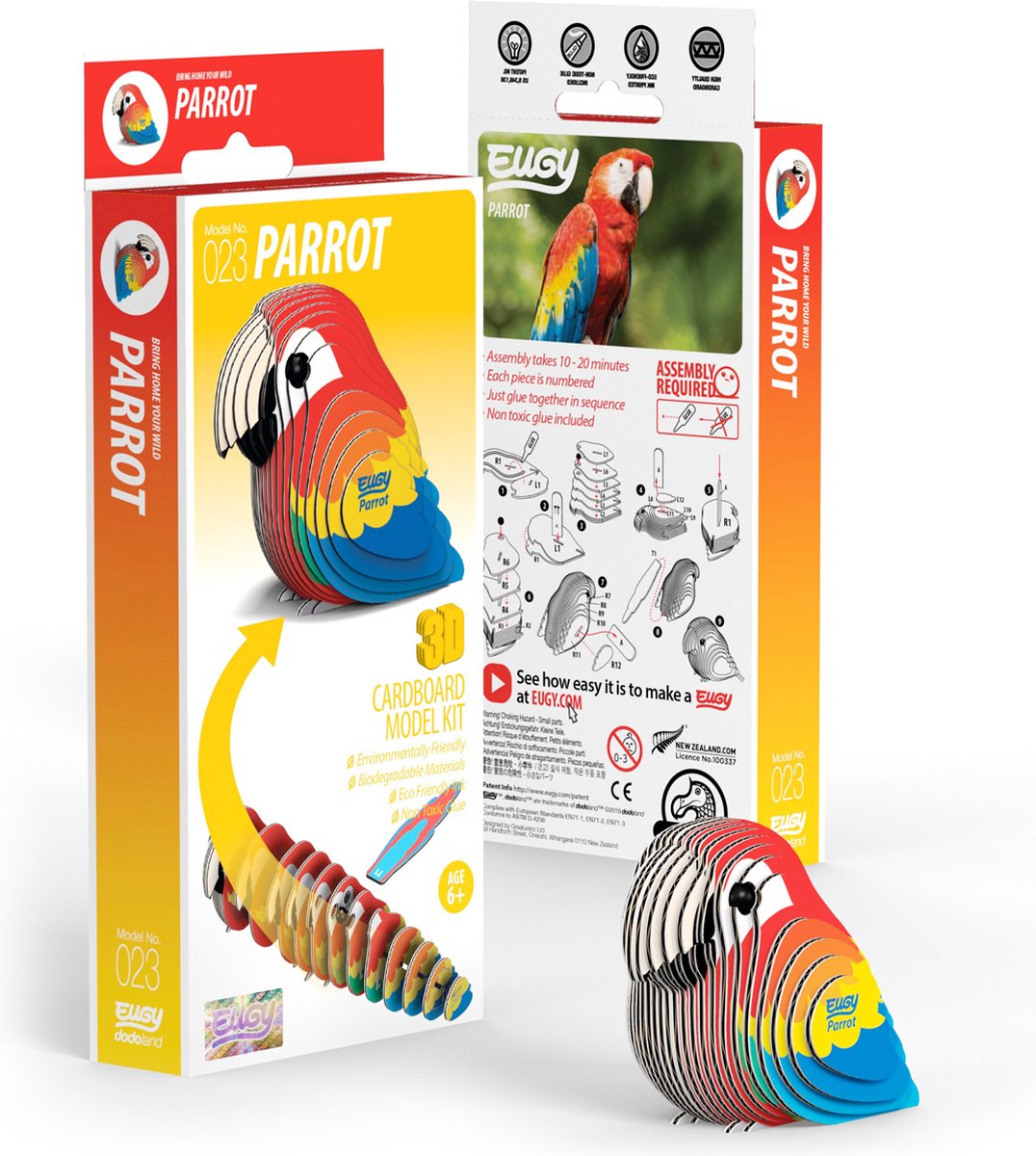Puzzle 3D Eugy - perroquet - oiseaux - durable - collectionnez-les tous - 6 ans
