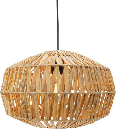 Lampe à suspension Eglo sheldon - e27 - ø 38 cm - noir marron naturel - papier