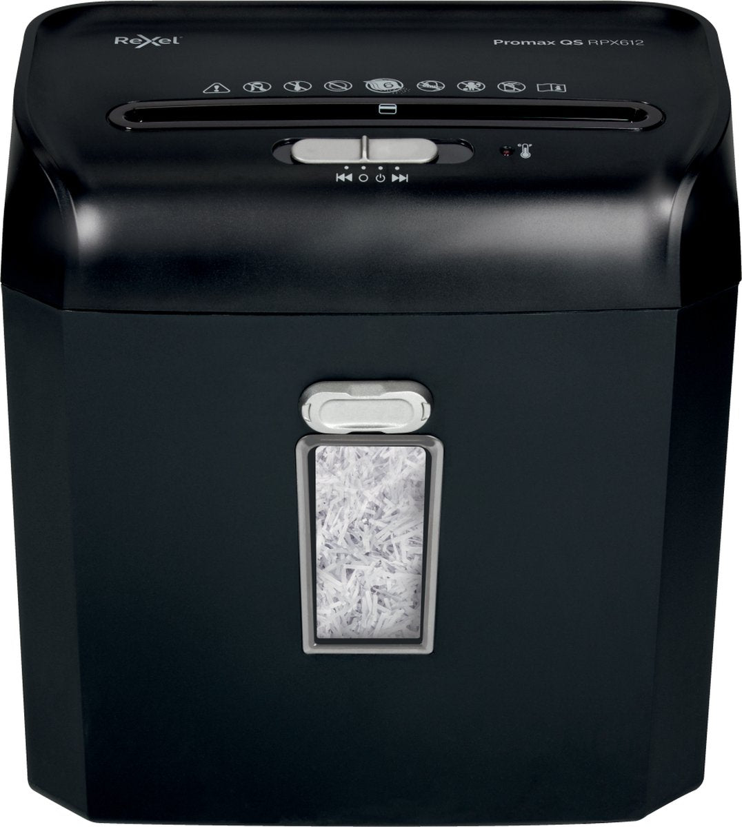 Destructeur de papier Rexel promax rpx612 - déchiquetage p4 - jusqu'à 6 feuilles - 12l - noir