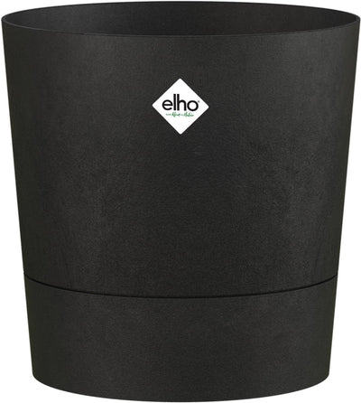 Elho foss rond 30cm - pot de fleur d'intérieur - 100% plastique recyclé - ø 29,5 x h 29,1 - noir vivant