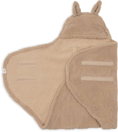 Jollein couverture echarpe bébé - 100x105cm - peluche jacquard miffy - biscuit