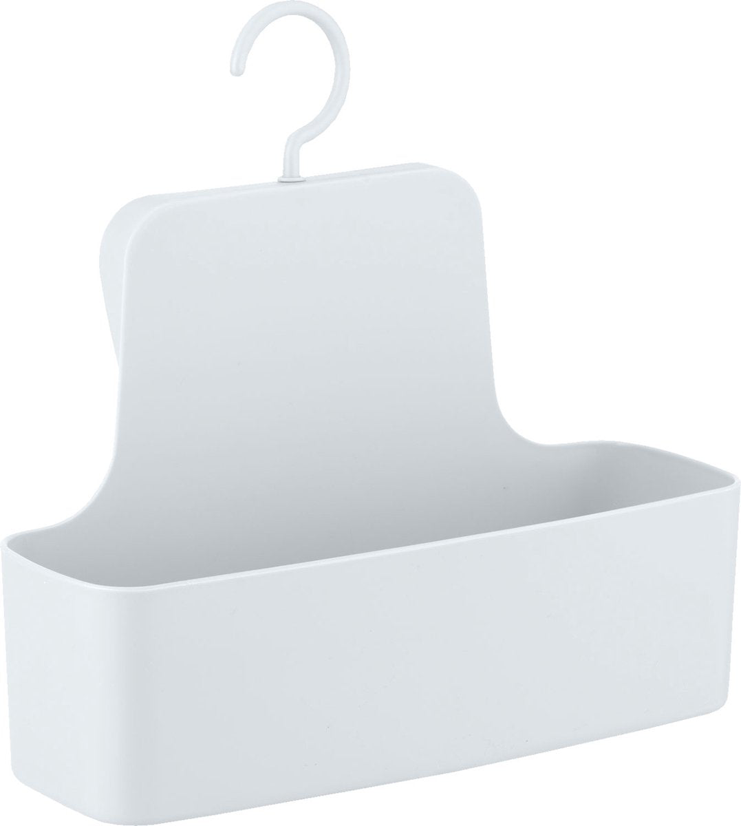 Wenko support de douche barcelona plastique blanc 26x24cm - support de douche sans perçage - support de douche suspendu - panier de douche avec crochet de suspension rotatif