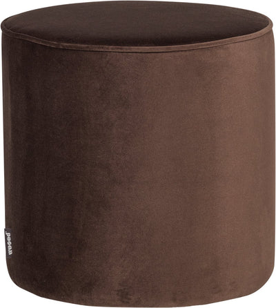 Woood pouf sara haut 46xø46 cm - velours - marron foncé