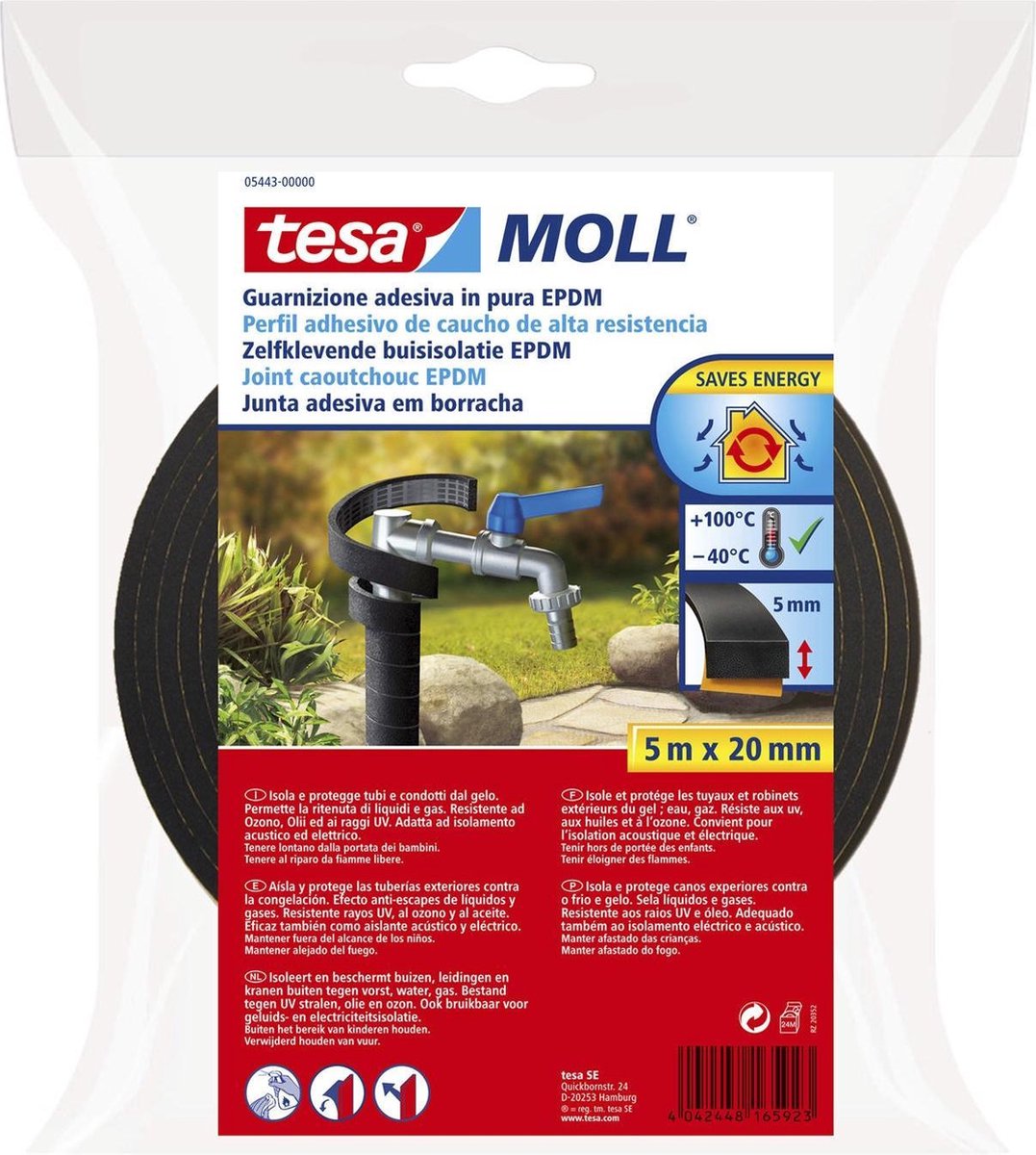 Isolation Tesa Buis EPDM 5m x 20 mm noir