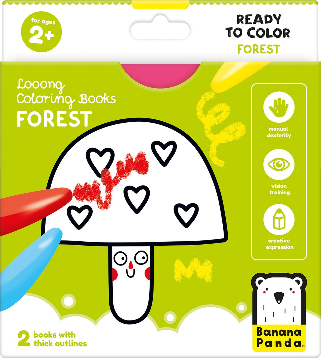Panda banane - livre de coloriage prêt à dessiner la forêt