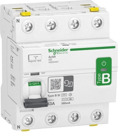 Disjoncteur de fuite à la terre Schneider electric 4 pôles 63a 300ma type b-si iid