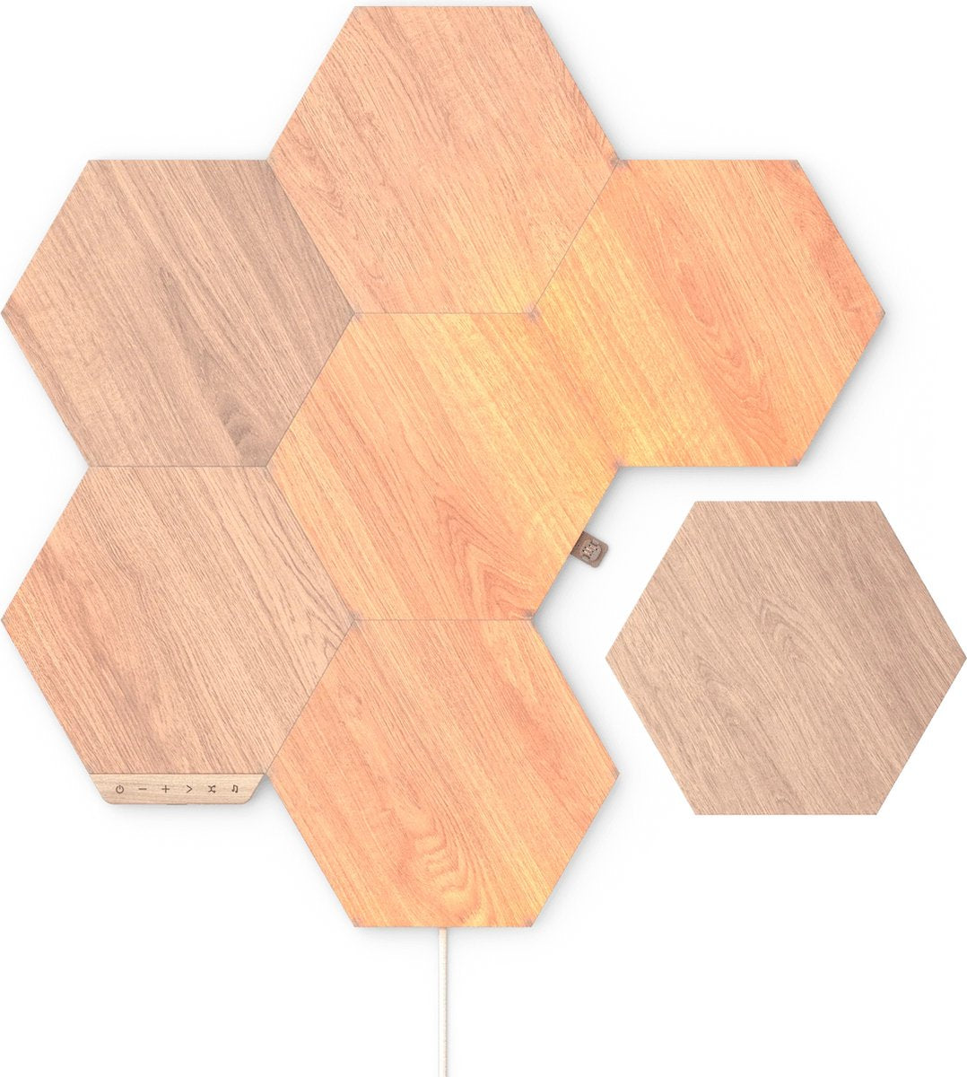 Kit de démarrage Nanoleaf elements hexagones - éclairage intelligent - 7 panneaux LED - effet bois - google