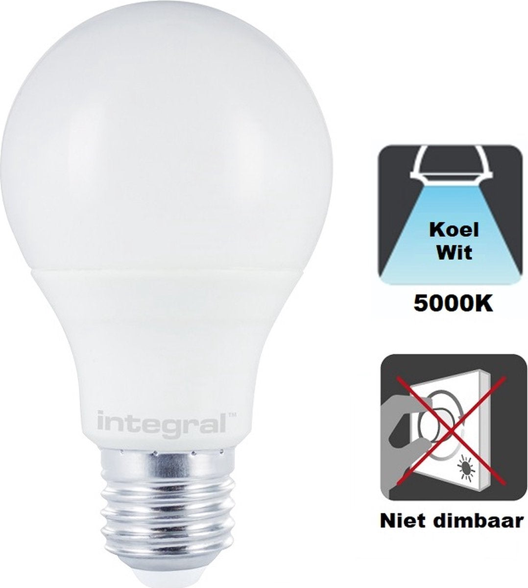 LED intégrée - Lampe LED E27 - 9,5 watts - 5000k - 1055 lumen - couvercle dépoli - non dimmable