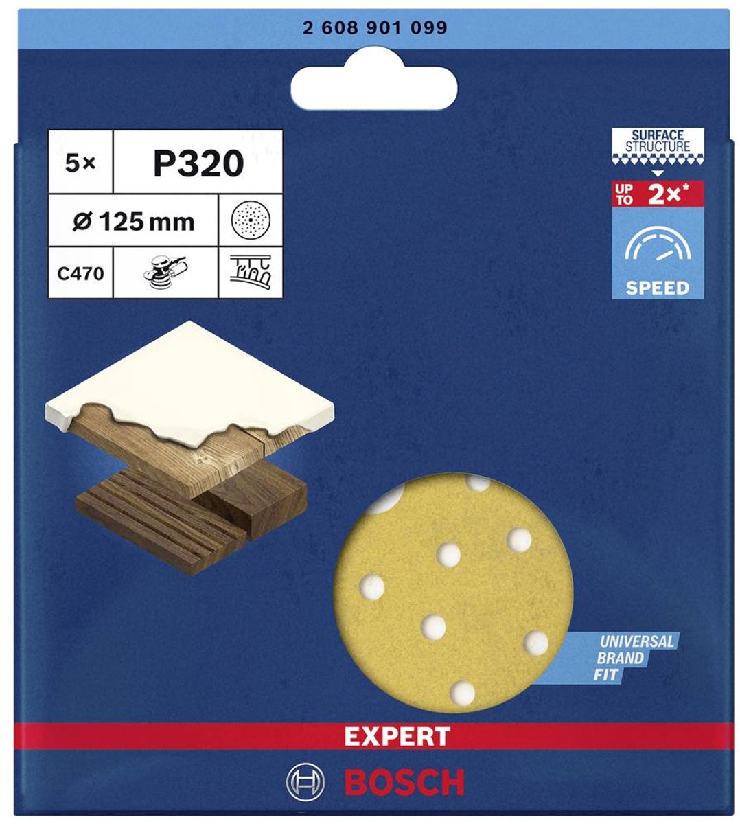 Papier abrasif Bosch 5x expert c470 à trous multiples pour...