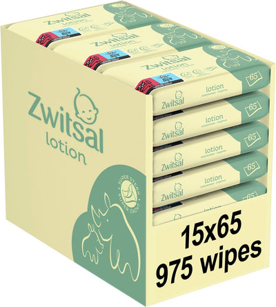 Zwitsal - lingettes pour bébé - lotion - 975 lingettes (15x65) - pack économique