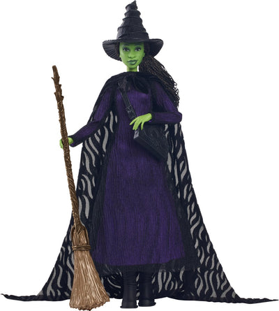 Mattel - poupée méchant-elphaba avec cheveux tressés et poses multiples - méchant - hxy38