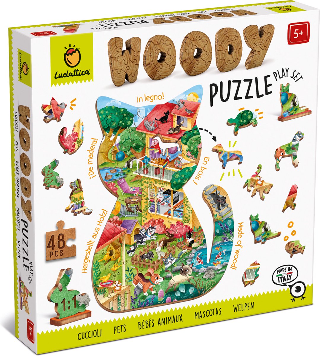 Puzzle en bois Ludattica - animaux de compagnie.