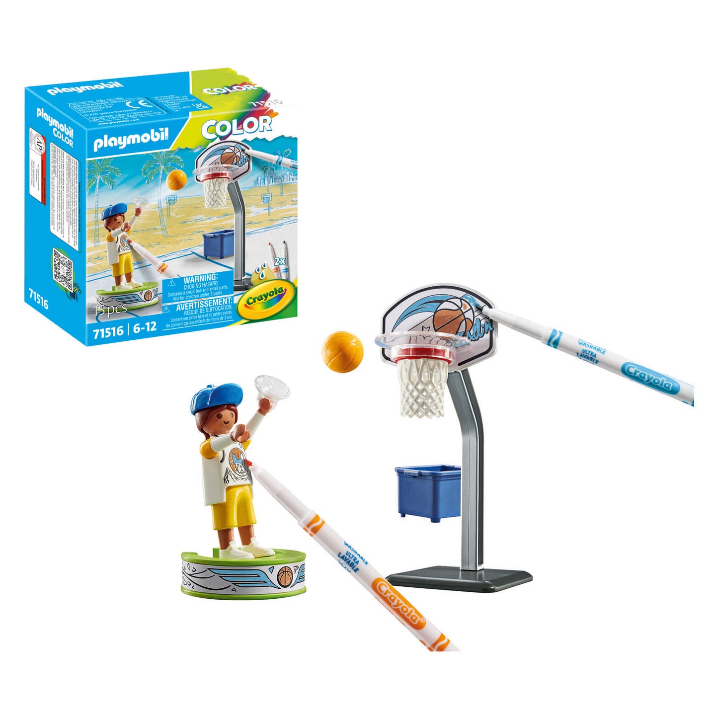 Playmobil patineur de couleur avec ballon de basket - 71516