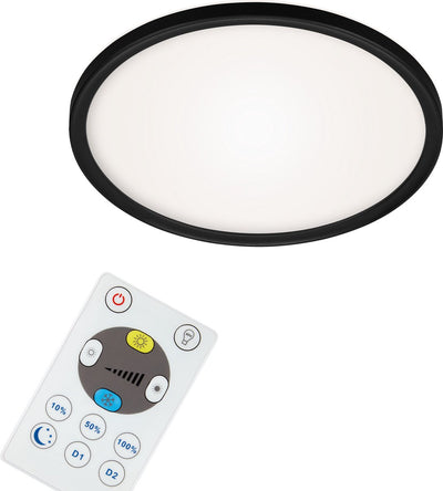 Briloner - Plafonnier LED - Plafonnier à intensité variable - avec rétroéclairage - incl. télécommande - 18 watts - 2400 lumens - blanc-noir