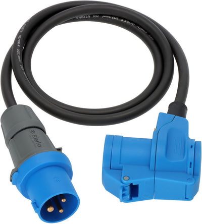 Brennerstuhl câble adaptateur cee camping câble de 1,5 m en noir (fiche cee et raccord coudé avec prise combinée à contact de sécurité, 230 V 16 A, pour une utilisation permanente en extérieur, fabriqué en Allemagne)