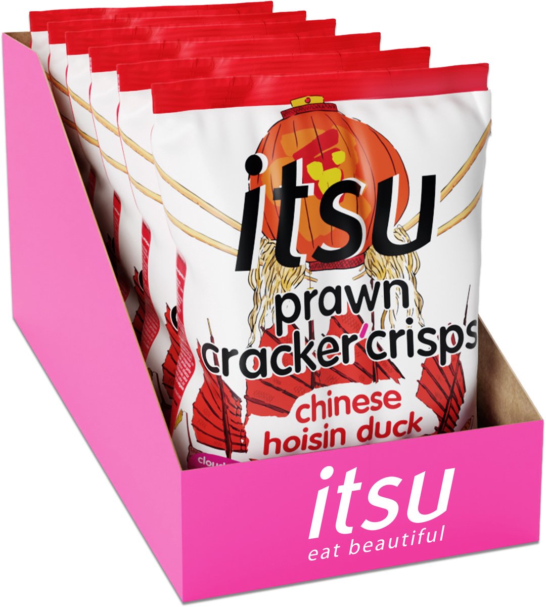 Crackers chinois aux crevettes et au canard hoisin Itsu 6 x 60 grammes