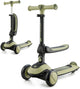 Kinderkraft Halley Draisienne et tricycle scooter 2 en 1 - pour enfants de 1 à 5 ans, max 50 kg - selle et guidon réglables, pliables, roues LED - vert