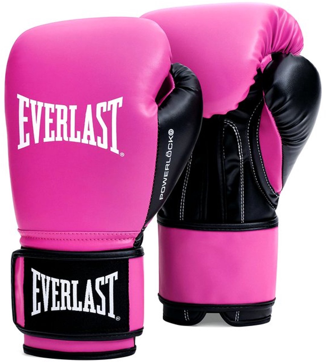 Gants de boxe Everlast powerlock og training (kick), velcro, rose noir, 14 oz
