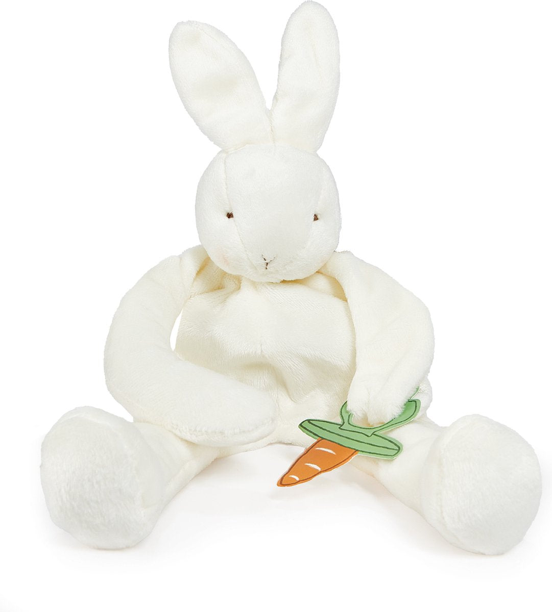 Bunnies by the Bay doudou avec attache-tétine lapin - chiffon pour tétine - extrêmement doux - fermeture Velcro pour tétine - lavable en machine - 25 cm - blanc
