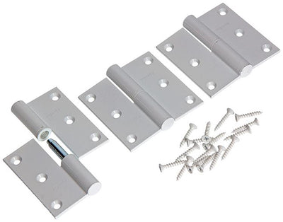 Yale 1019159 - 3 charnières aluminium blanc angle droit gauche 80x80mm | 2 pièces