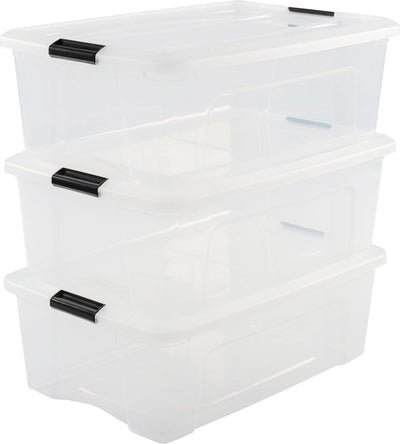 Boîte de rangement Iris topbox - 30l - plastique - transparent - lot de 3
