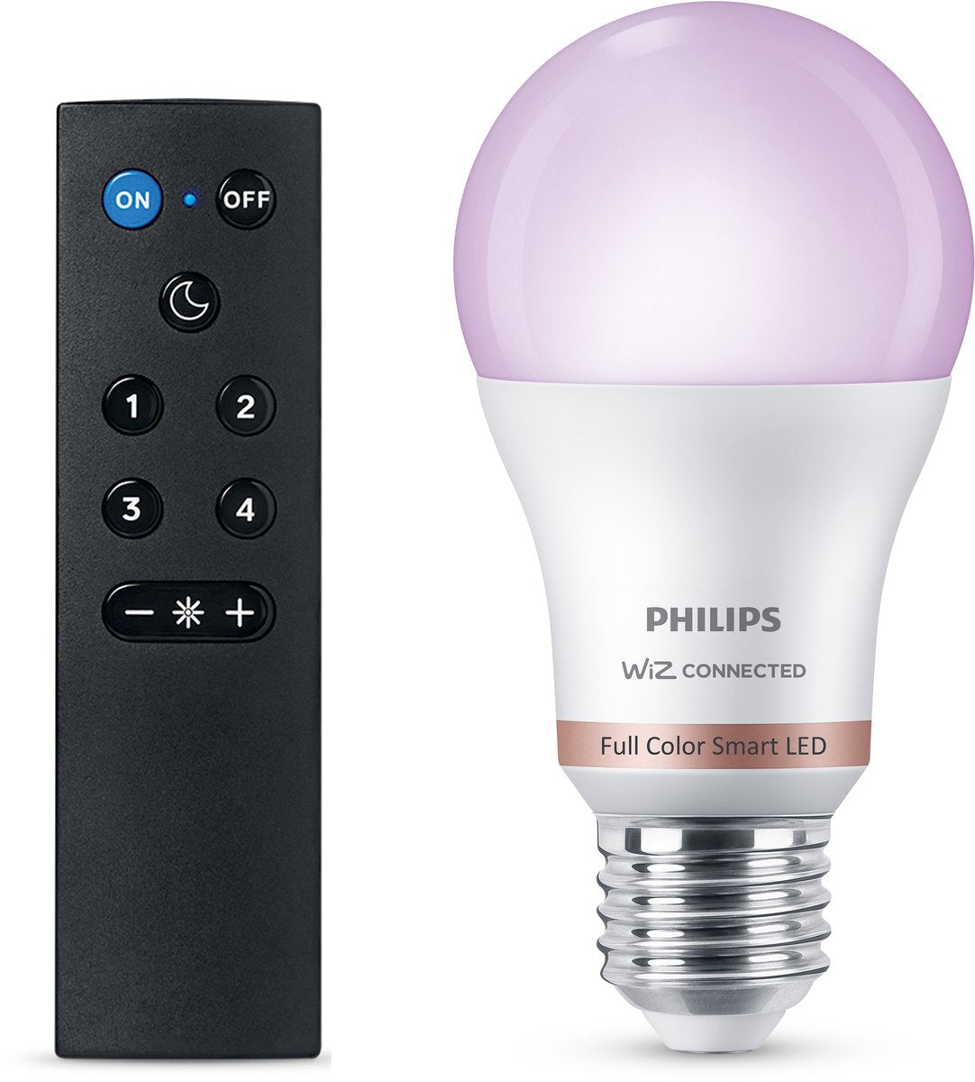 Éclairage intelligent Philips - kit de démarrage - lampe intelligente avec télécommande - RVB - lumière blanche colorée et réglable - dimmable - raccord E27 - fonctionne avec l'application Wiz - WiFi