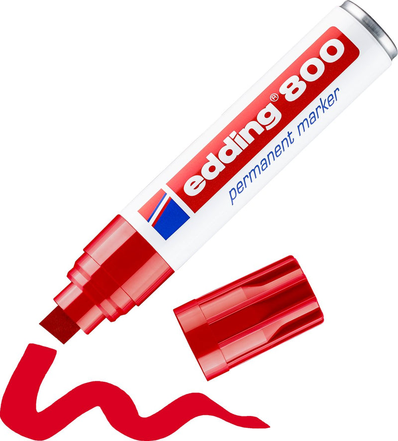 Marqueur permanent edding 800 ultra 4-12mm diagonale rouge, séchage rapide, résistant à l'eau