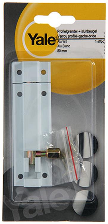 Yale 1019189 - loquet profilé avec support de verrouillage, blanc 80mm | 5 pièces