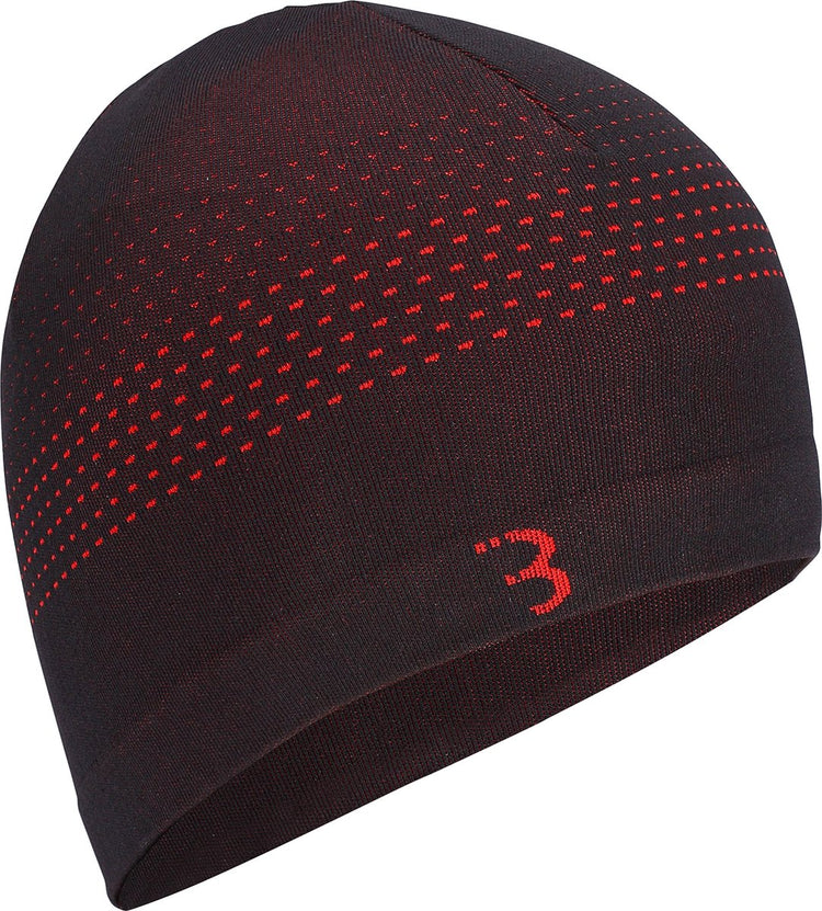 Bbb casque de cyclisme chapeau vélo hiver sapin - bonnet de cyclisme pour sous casque - 0-5 °c - sans couture et séchage rapide - unisexe - noir rouge - grand - bbw-494