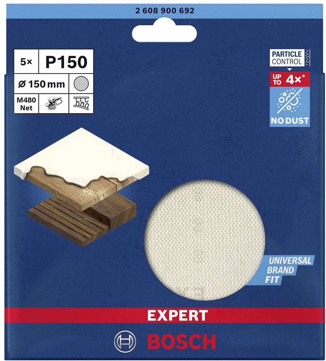 Filet de ponçage Bosch 5x expert m480 pour ponceuses excentriques 1...