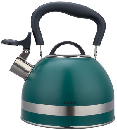 Kinghoff 1855 - bouilloire sifflante avec flûte - 1,8 litre - acier inoxydable - vert