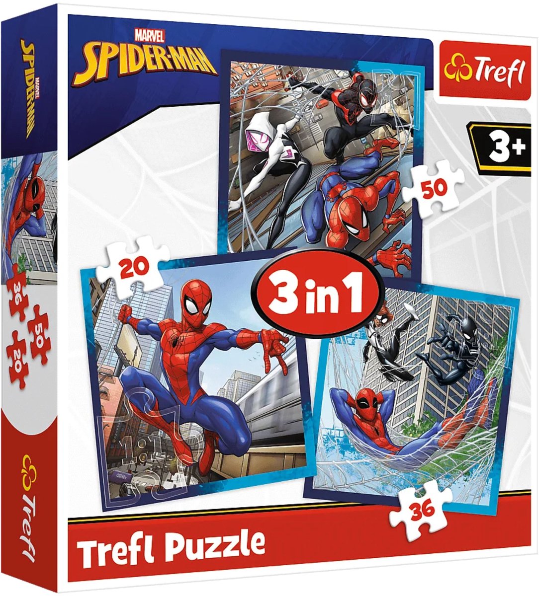 Trefl puzzle 3en1 spider-man - Puzzle enfant Disney Marvel en carton.