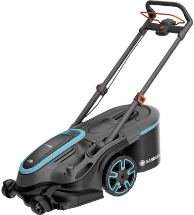 Gardena powermax duo 46 36v p4a kit prêt à l'emploi tondeuse à gazon sans fil batterie incl. 2 piles, incluses. chargeur, avec peigne à herbe, réglable