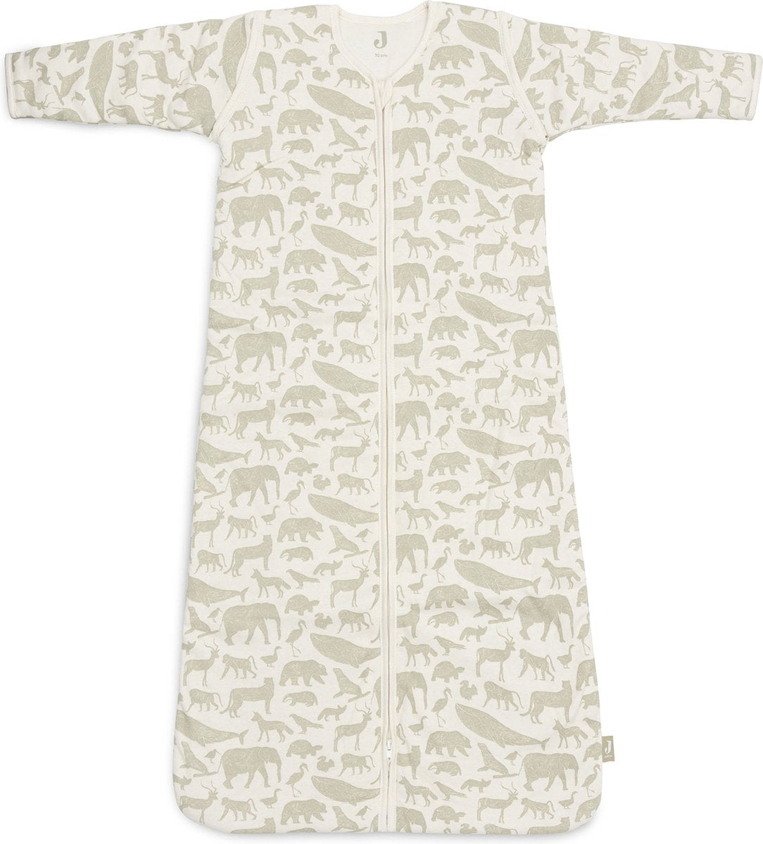 Jollein gigoteuse hiver avec manche zippée 70cm animaux - vert olive - gigoteuse d'hiver