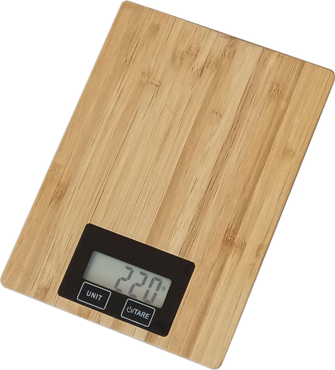 Balance de cuisine numérique Platinet Omega Omega - incl. piles - jusqu'à 5 kg - balance de cuisine de précision - écran LCD - bambou
