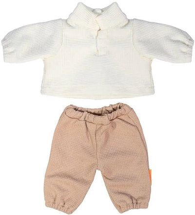 Vêtements de poupée Miniland pull et pantalon 38cm en coton rose.