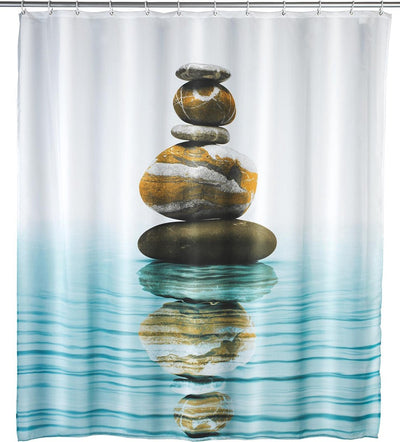 Wenko rideau de douche méditation 180x200cm polyester - avec anneaux de suspension - imperméable - lavable - séchage rapide