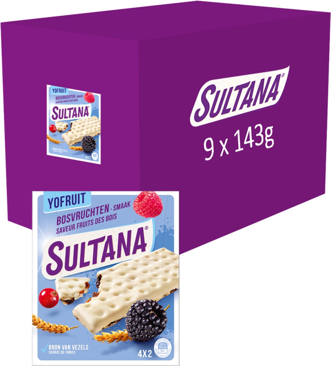 Sultana - snack - biscuit aux fruits des bois yofruit - 9 x 143 grammes