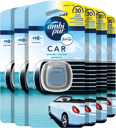 Febreze ambi pur désodorisant brise marine pour voiture - recharge clip voiture - 6 pièces