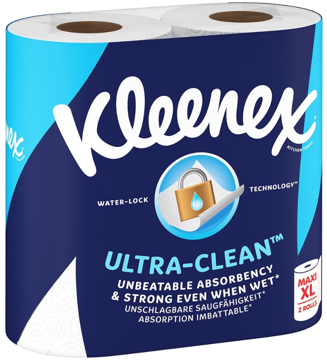 Sans marque sans marque kleenex - papier essuie-tout - ultra propre - maxi xl - absorbant - 2 rouleaux