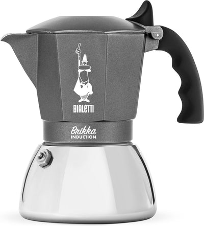 Bialetti brikka percolateur à induction 4 tasses – machine à expresso – compatible induction – couche de crème – acier inoxydable noir