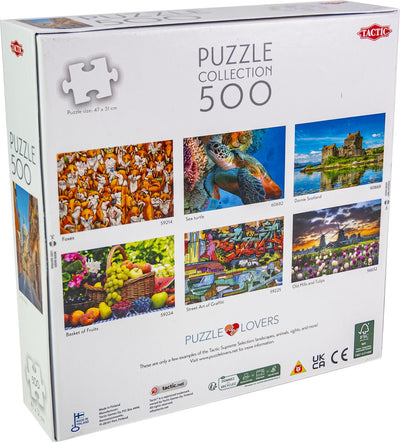 Tactic Sicile, Italie – Puzzle – 500 pièces – Paysage côtier italien en Sicile – Mer Méditerranée et village historique – Haute qualité scandinave