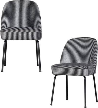 Chaises de salle à manger Woood vogue - tissu tissé à rayures - gris noir - lot de 2