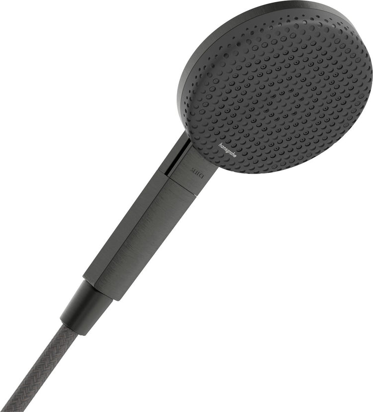 Hansgrohe Raindance Alive Select S - Douchette à main - Économie d'eau Ecosmart - Commande par bouton Select - Taille 125 mm - 3 fonctions de pulvérisation - Chrome noir brossé