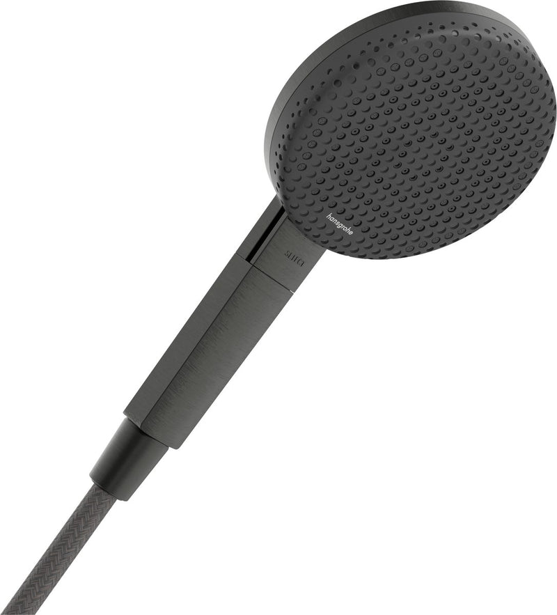 Hansgrohe Raindance Alive Select S - Douchette à main - Économie d'eau Ecosmart - Commande par bouton Select - Taille 125 mm - 3 fonctions de pulvérisation - Chrome noir brossé