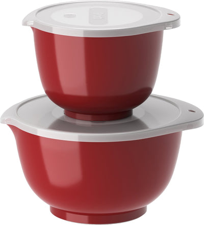 Ensemble de bols à mélanger Rosti Margrethe - 4 pièces - 1,5 et 3 l - rouge - bol à mélanger avec couvercle pour la cuisson et la cuisson - va au micro-ondes, au congélateur et au lave-vaisselle