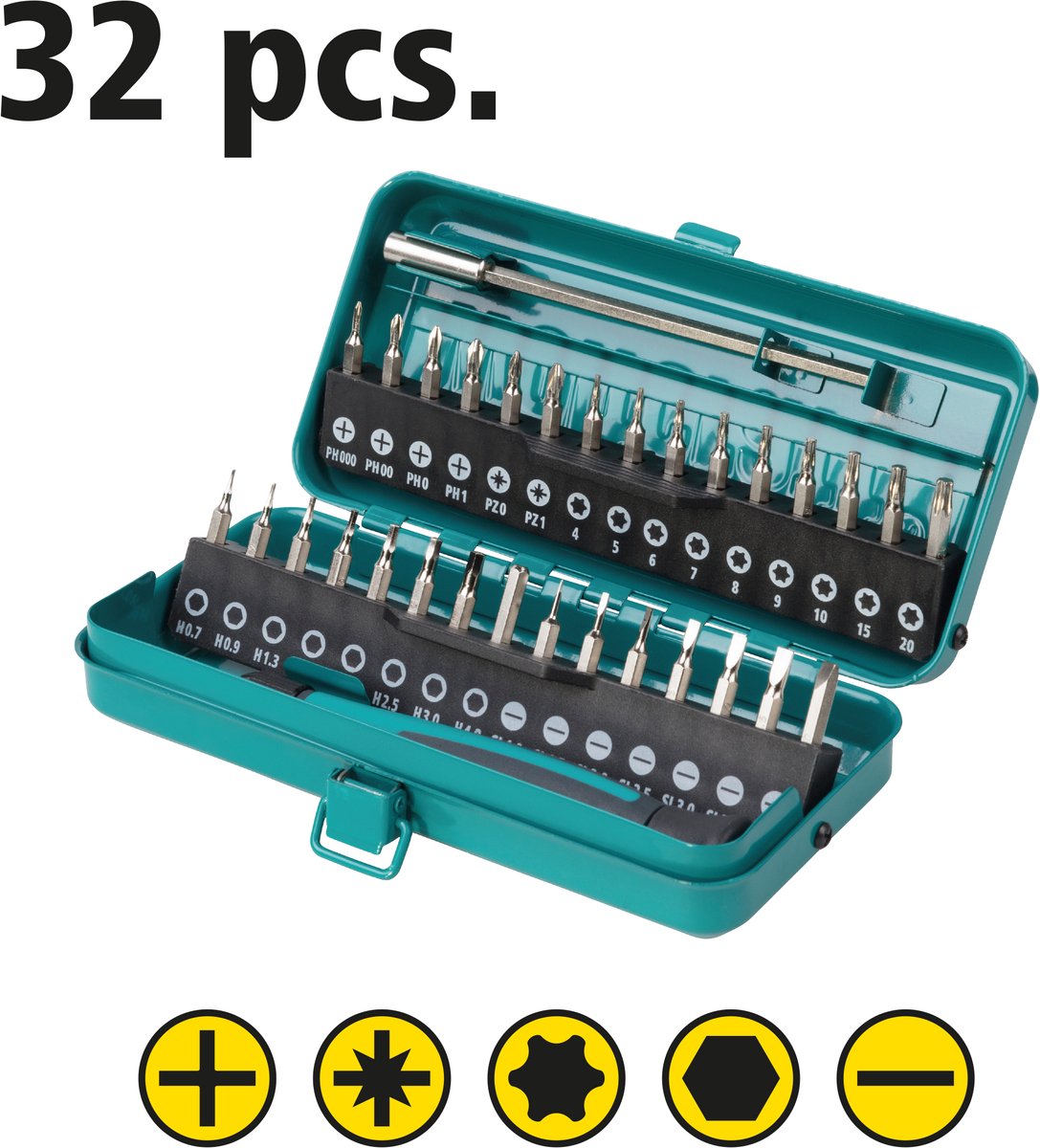 Wolfcraft - jeu de micro-embouts pour petites vis - 32 pièces - incl. tournevis avec porte-embout - jeu d'embouts - 1389000