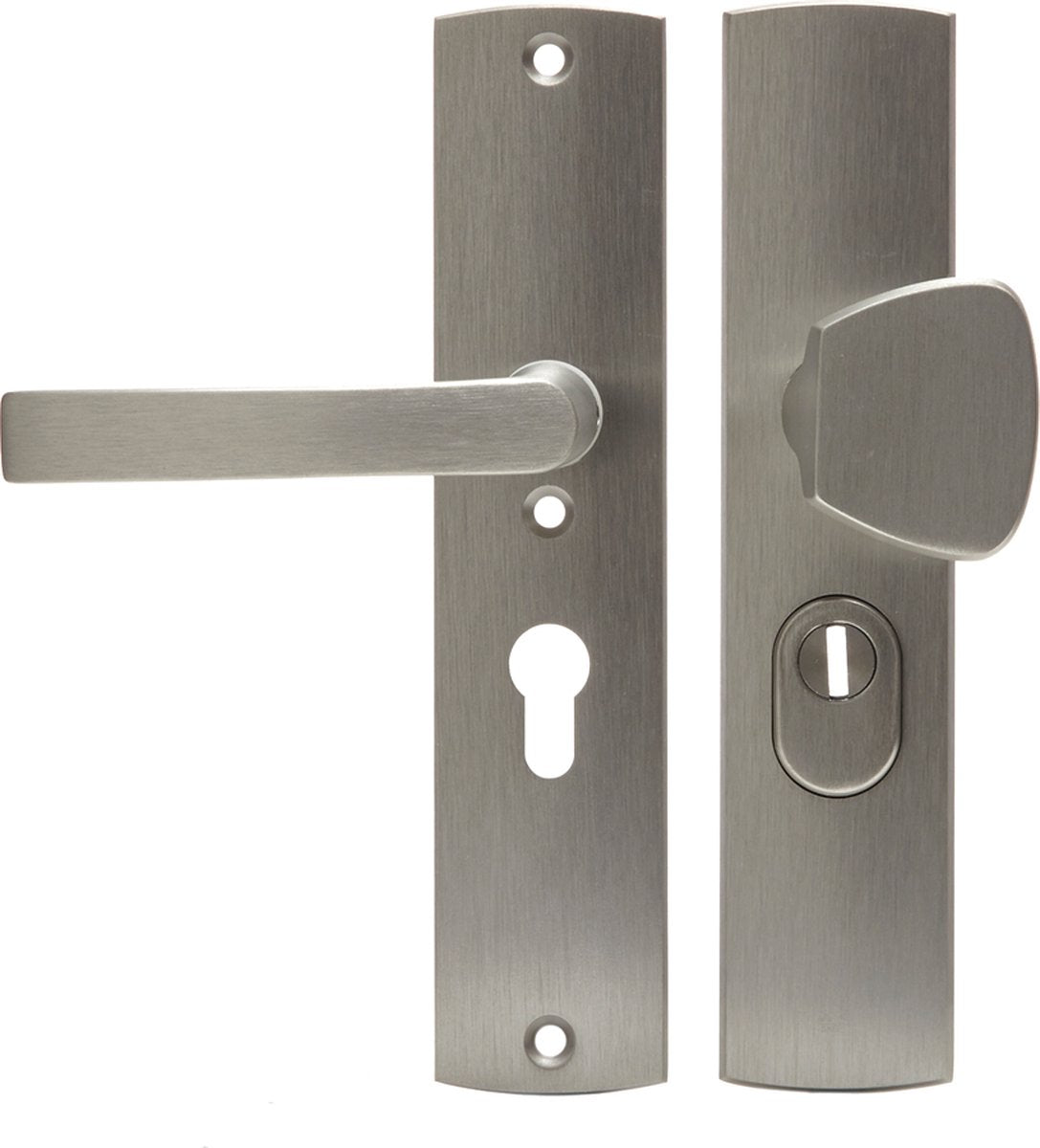Ferrure de sécurité Axa (courbe plus) inox poli : poignée bouton (bloc modèle s) pc55 avec protection anti-arrachage skg***